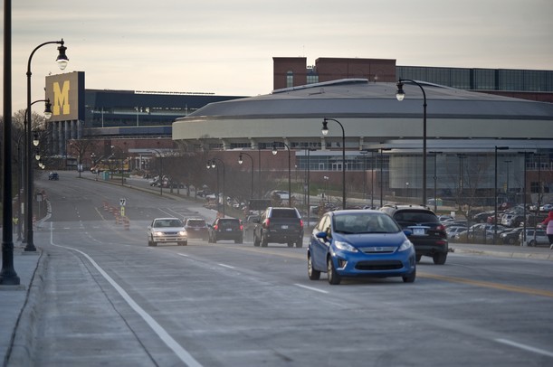 The first vehicles drive across the new East Stadium Boulevard bridges Nov. 14, 2012 in Ann Arbor.
Joseph Tobianski | AnnArbor.com